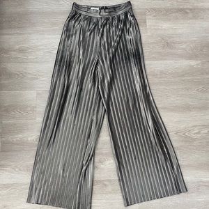 Mistress Rocks Pewter Metallic Pleated Trousers